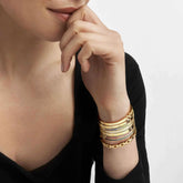 Pretty Bangles Stainless Steel Chain Style with White CZ - Large